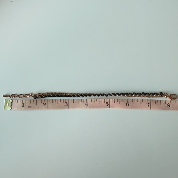 Bracelet - black string and rose gold chain thin - Picture 5 of 6